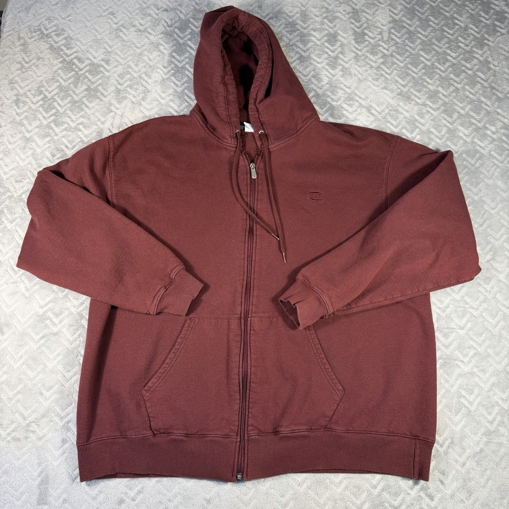 Champion 90s Vintage‎ Eco Authentic Full Zip Hoodie Men's 2XL Embroidered Logo
